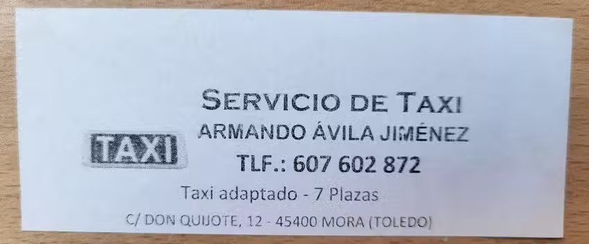 Taxi Armando &Aacute;vila Jim&eacute;nez