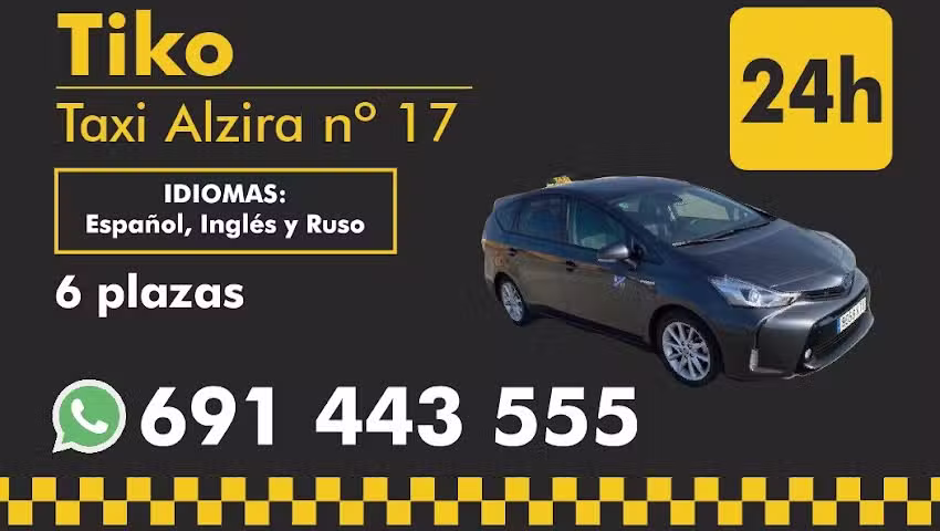 Taxi Tiko Alzira 24 Horas &ndash; 6 Plazas